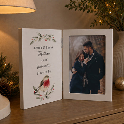 Personalised Robin Hinged Wooden Frame