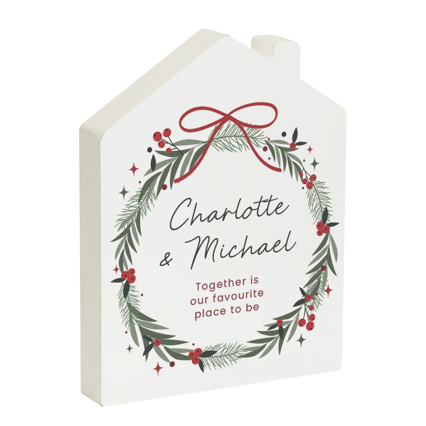 Personalised Green Christmas Wreath House Ornament