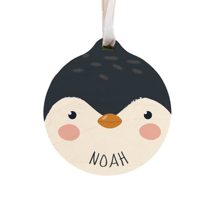 Personalised Penguin Wooden Bauble
