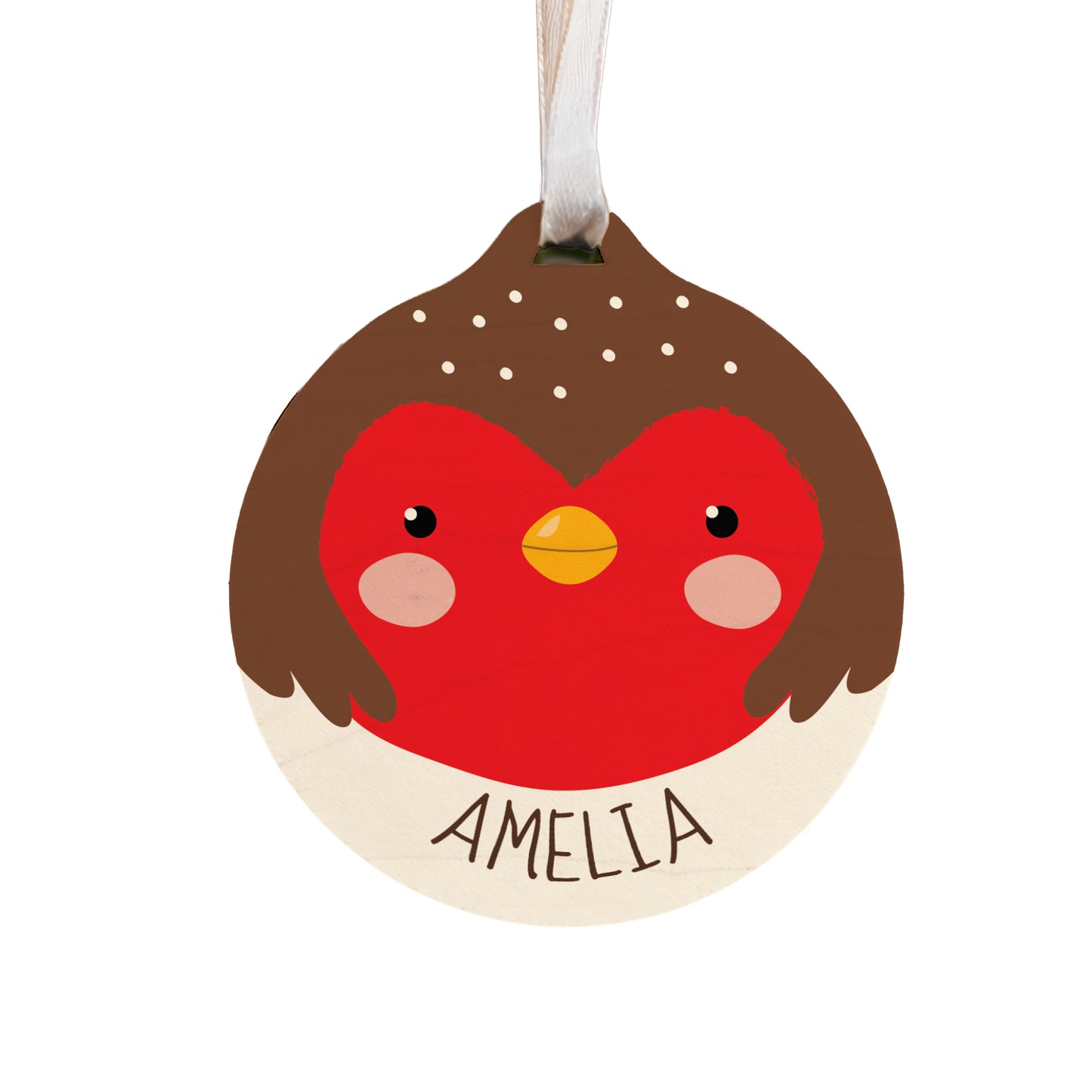 Personalised Robin Wooden Bauble