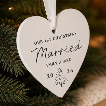 Personalised Christmas Tree Wooden Heart Decoration
