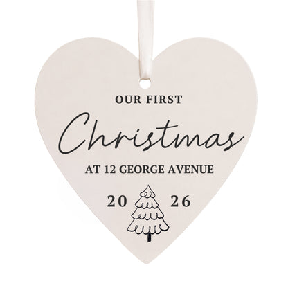 Personalised Christmas Tree Wooden Heart Decoration
