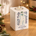 Personalised The Snowman Botanical Wooden Tealight