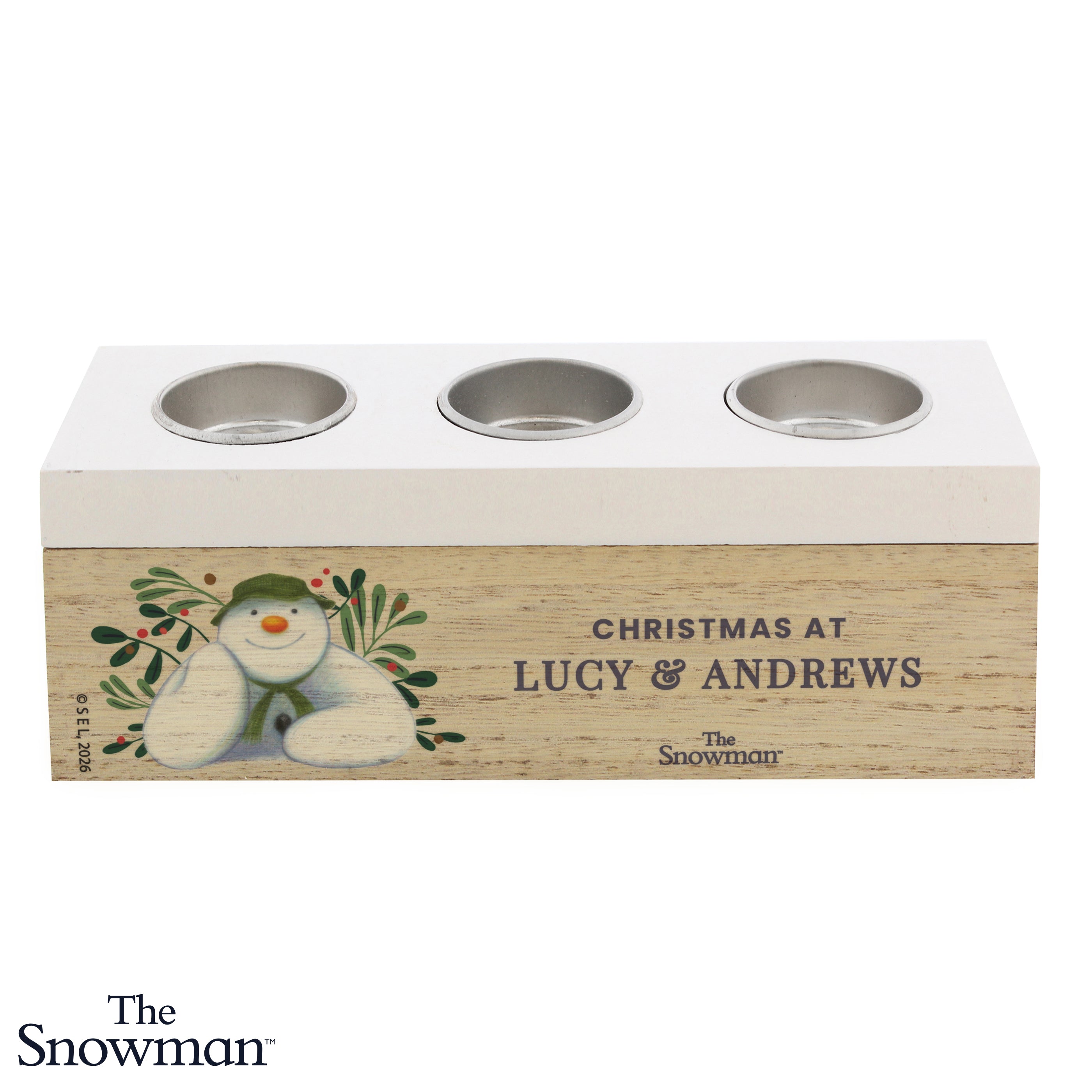 Personalised The Snowman Botanical Triple Tealight Holder