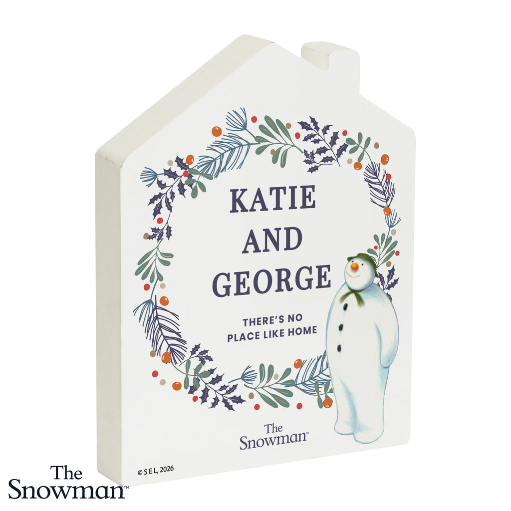 Personalised The Snowman Botanical Wooden House Decoration