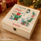 Personalised The Snowman Christmas Wishes Wooden Box