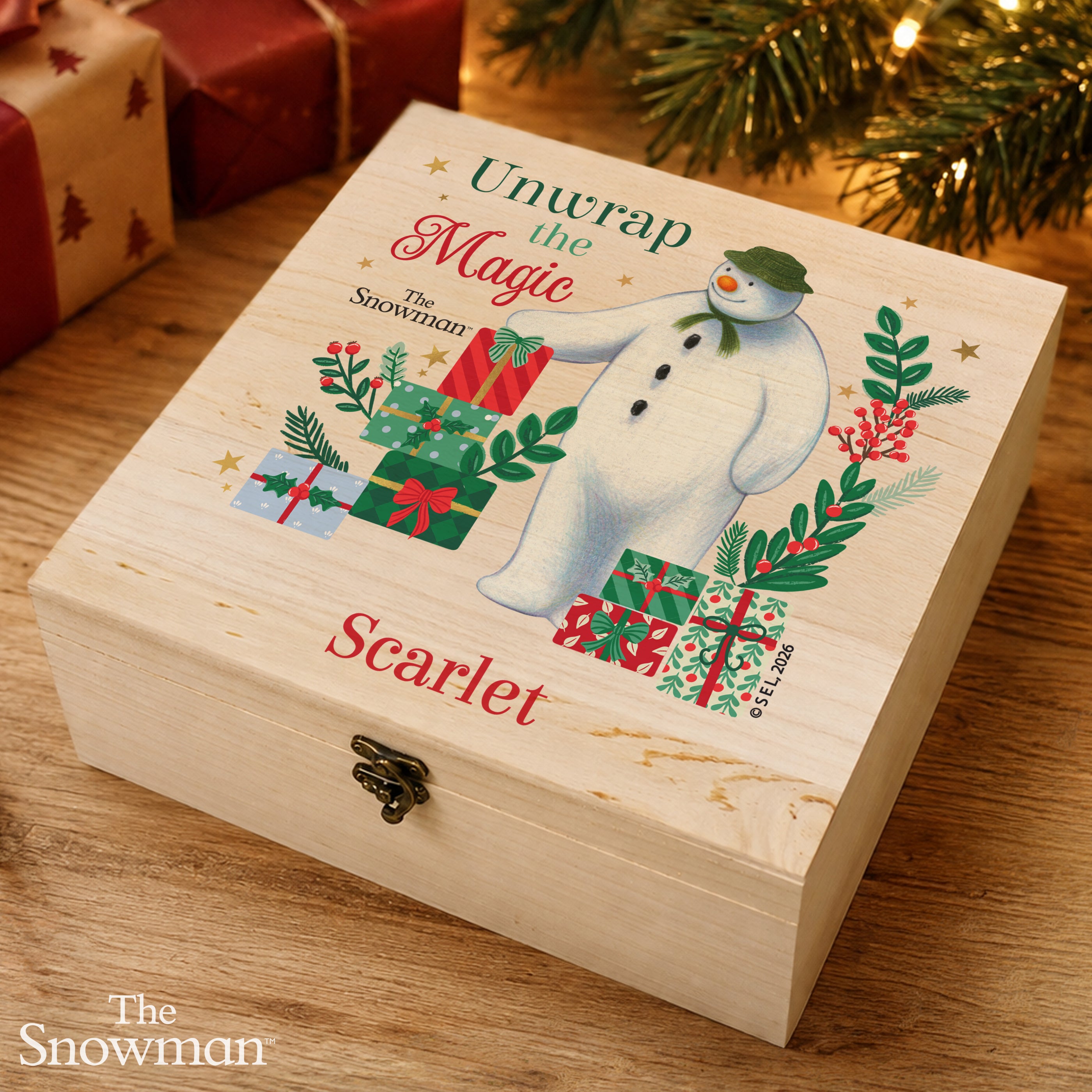 Personalised The Snowman Christmas Wishes Wooden Box