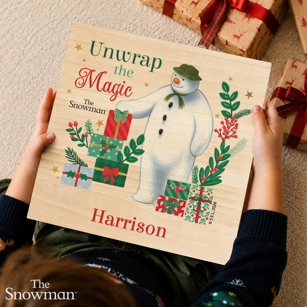 Personalised The Snowman Christmas Wishes Wooden Box