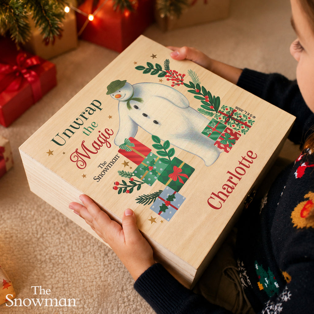 Personalised The Snowman Christmas Wishes Wooden Box