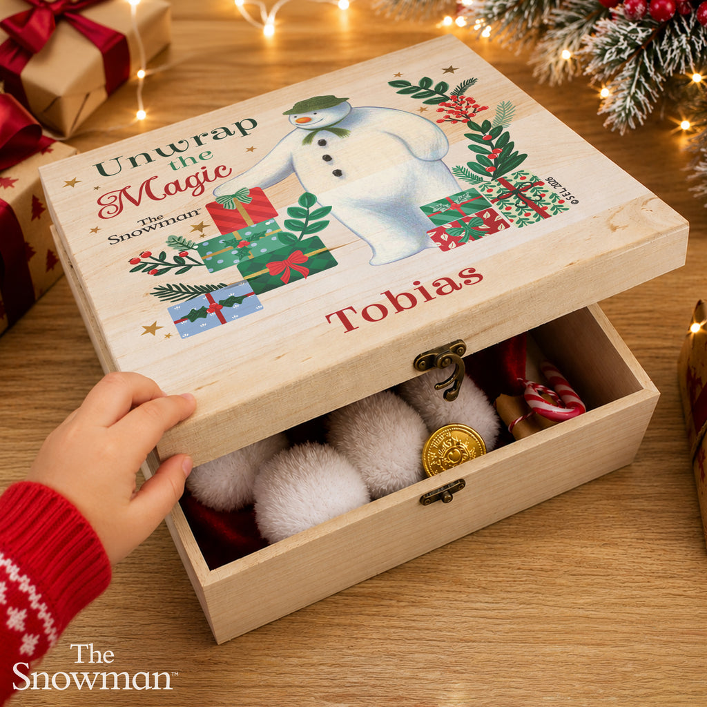 Personalised The Snowman Christmas Wishes Wooden Box