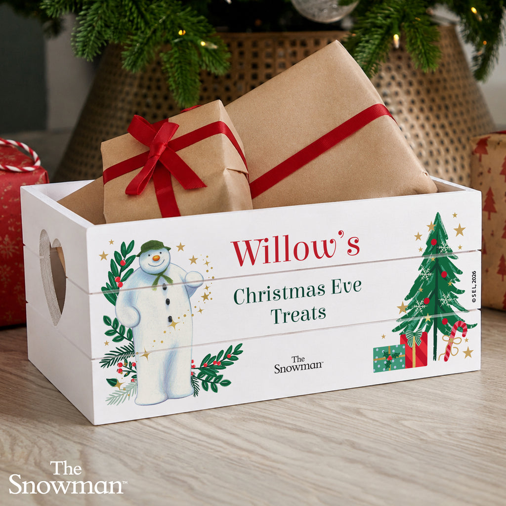 Personalised The Snowman Christmas Wishes Wooden Crate