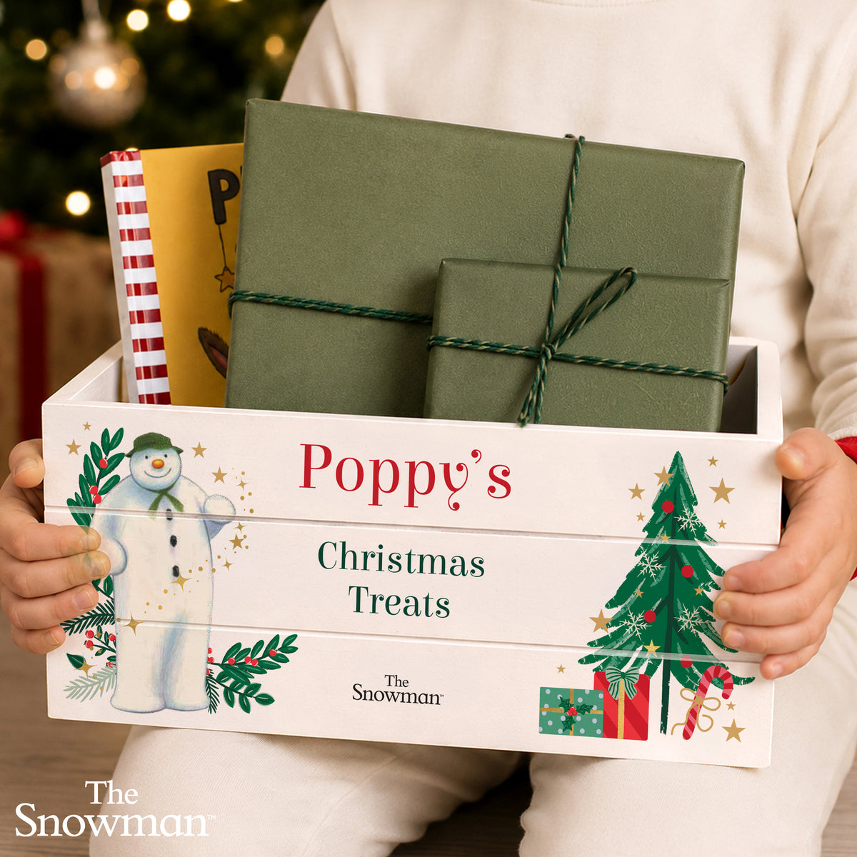 Personalised The Snowman Christmas Wishes Wooden Crate