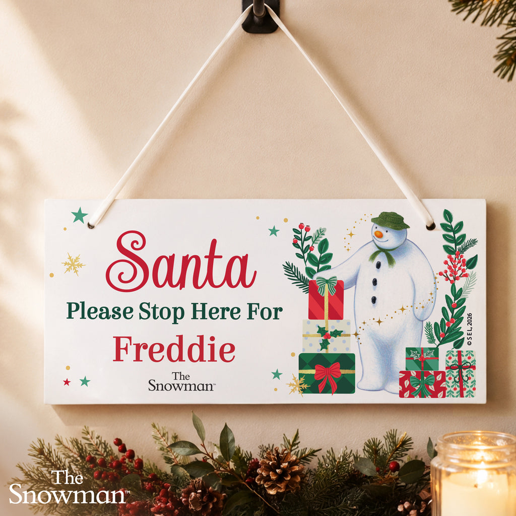 Personalised The Snowman Christmas Wishes Santa Stop Here Sign