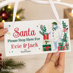 Personalised The Snowman Christmas Wishes Santa Stop Here Sign