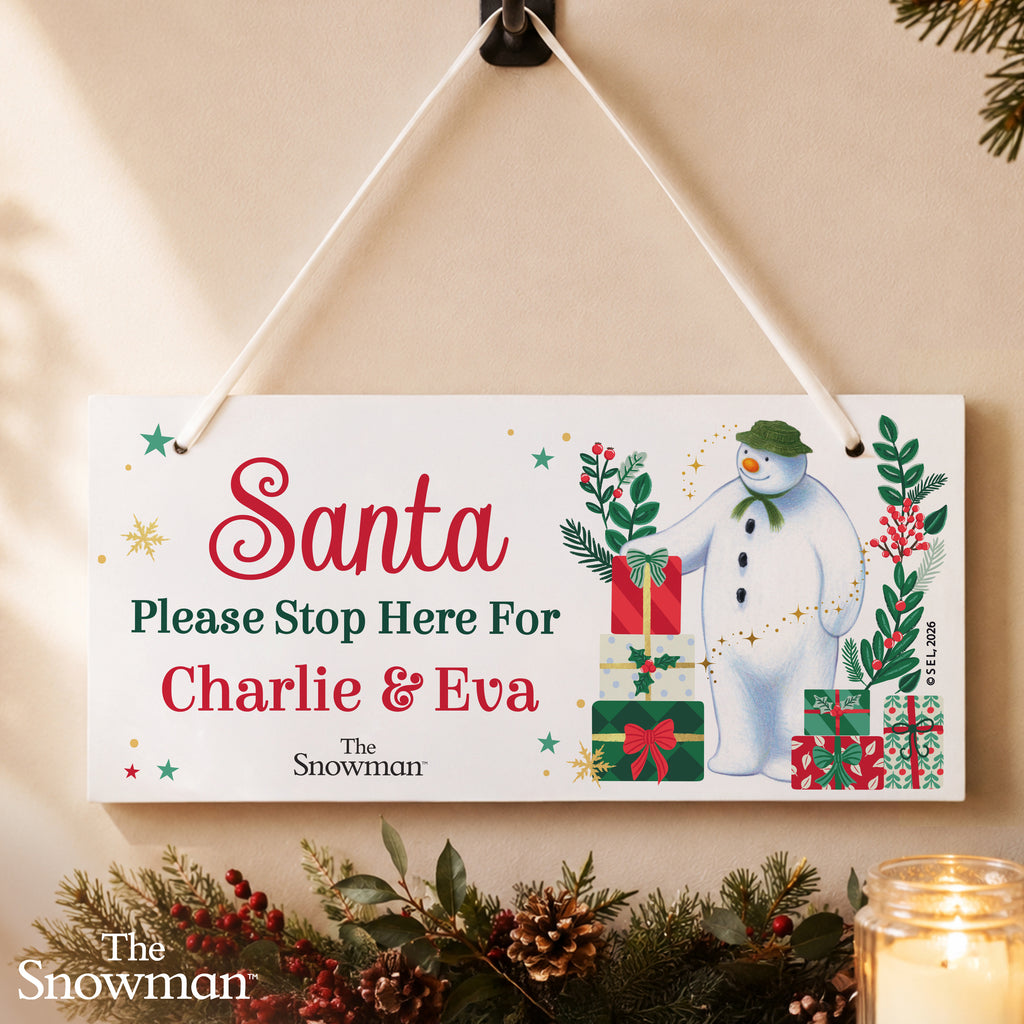 Personalised The Snowman Christmas Wishes Santa Stop Here Sign