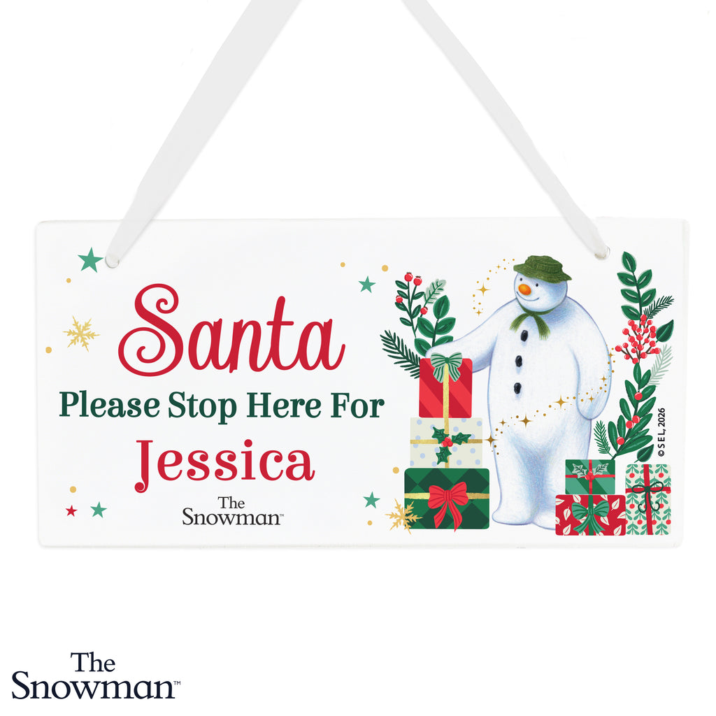 Personalised The Snowman Christmas Wishes Santa Stop Here Sign