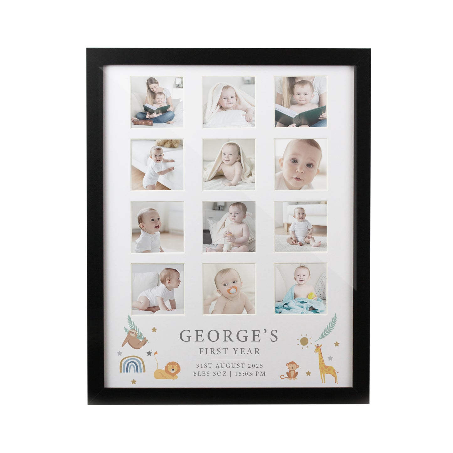 Personalised Animals Black Multi Photo Frame