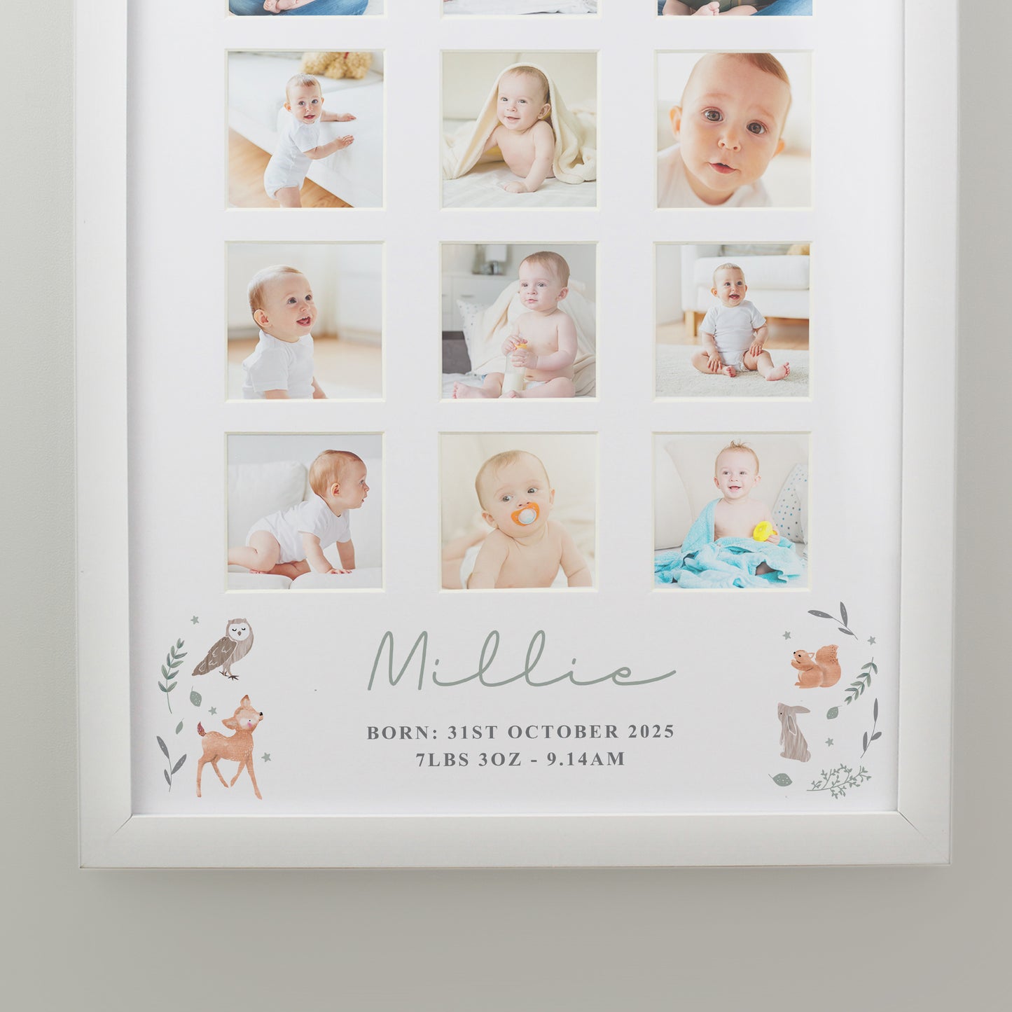 Personalised Woodland Animal White Multi Photo Frame