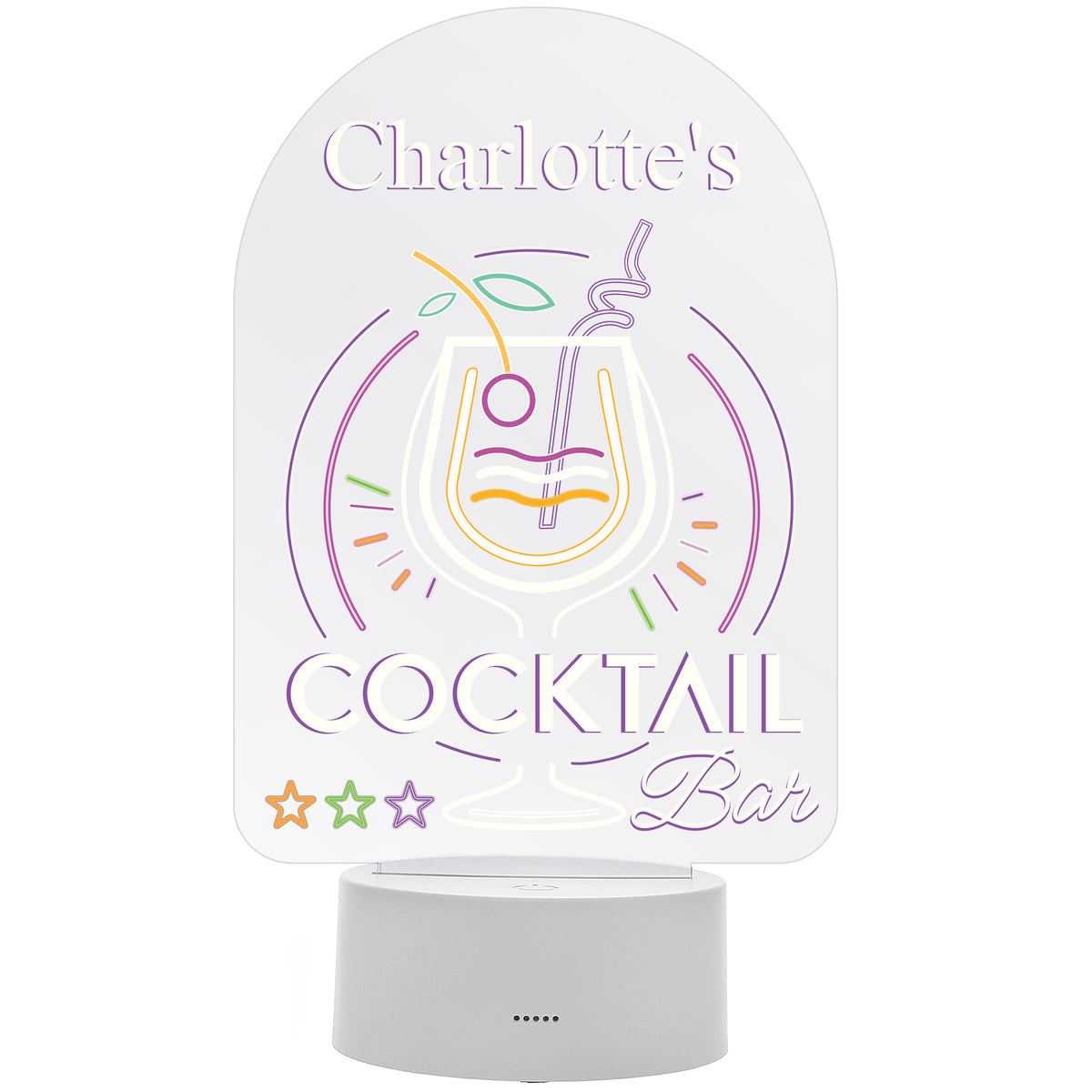 Personalised LED Colour Changing Cocktail Bar Sign