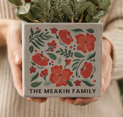 Personalised Poinsettia Concrete Plant Pot