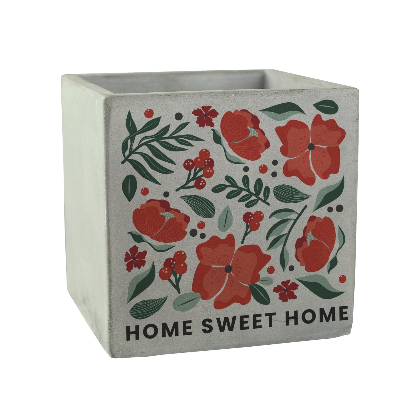 Personalised Poinsettia Concrete Plant Pot