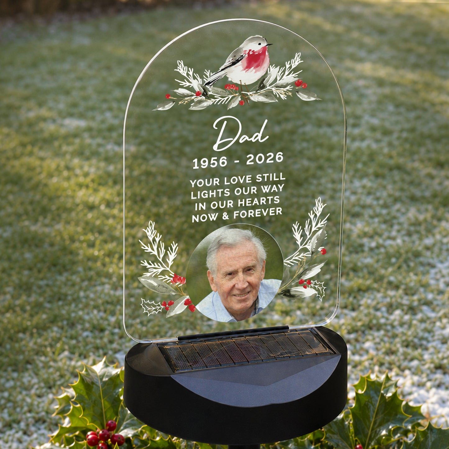 Personalised Robin Photo Upload Outdoor Solar LED Light