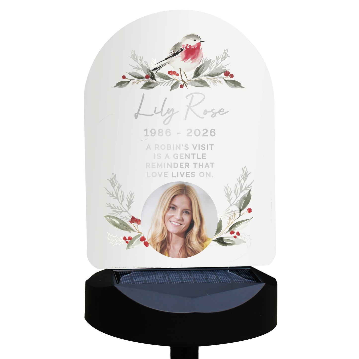 Personalised Robin Photo Upload Outdoor Solar LED Light