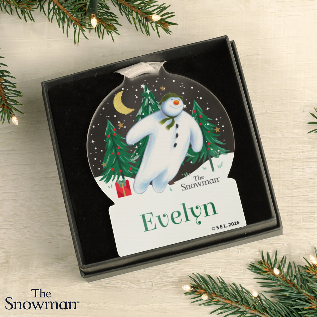 Personalised The Snowman Christmas Wishes Acrylic Decoration