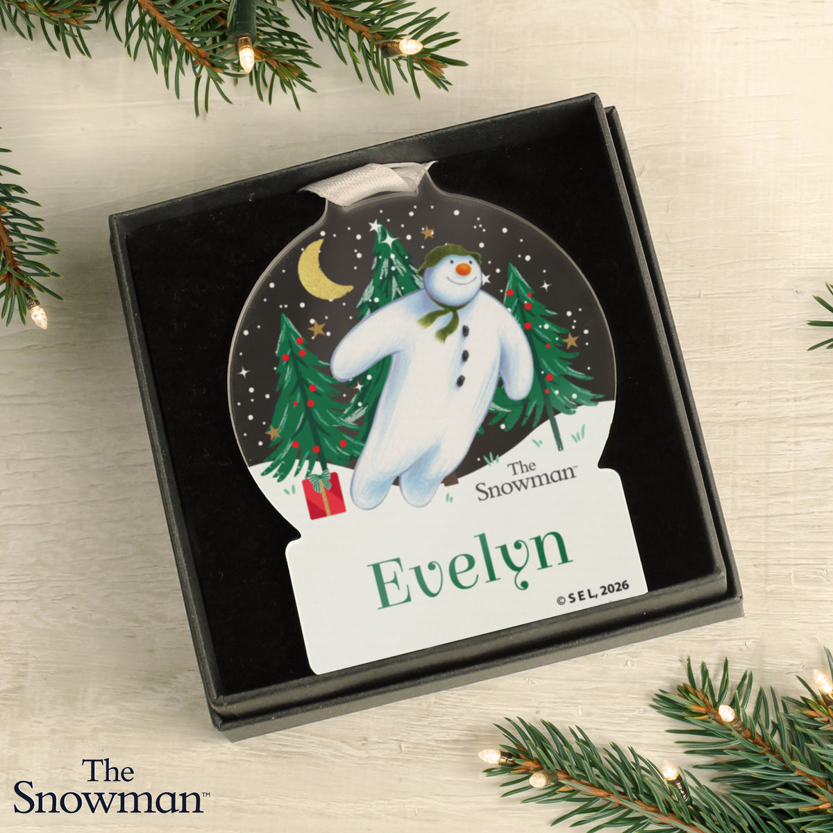 Personalised The Snowman Christmas Wishes Acrylic Decoration