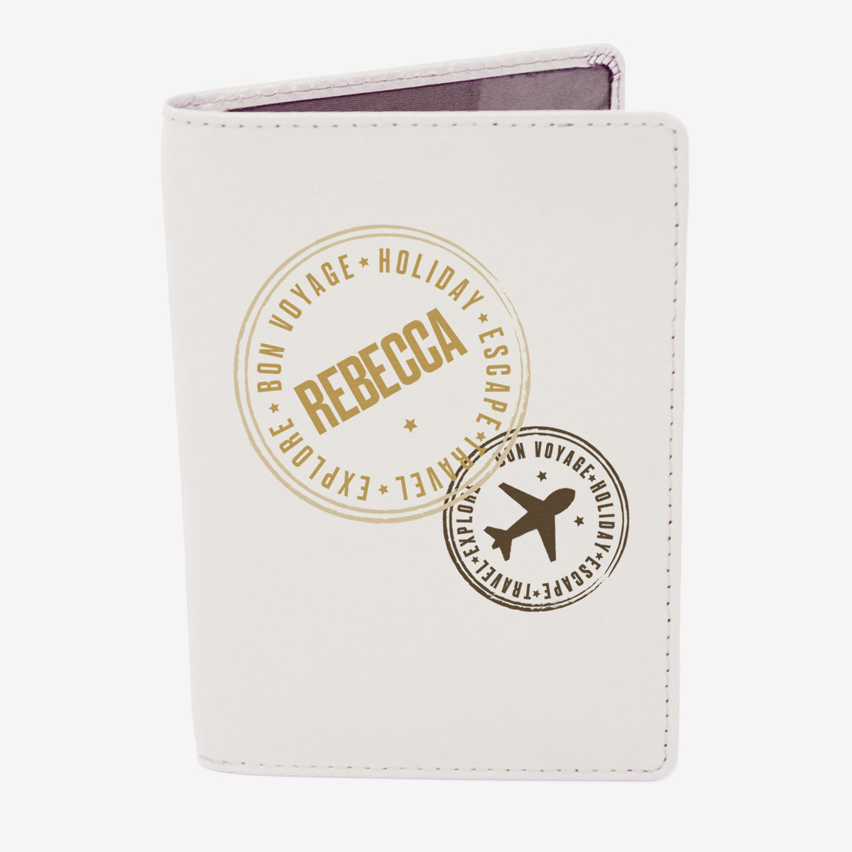 Personalised Stamped Cream Leather Passport Holder