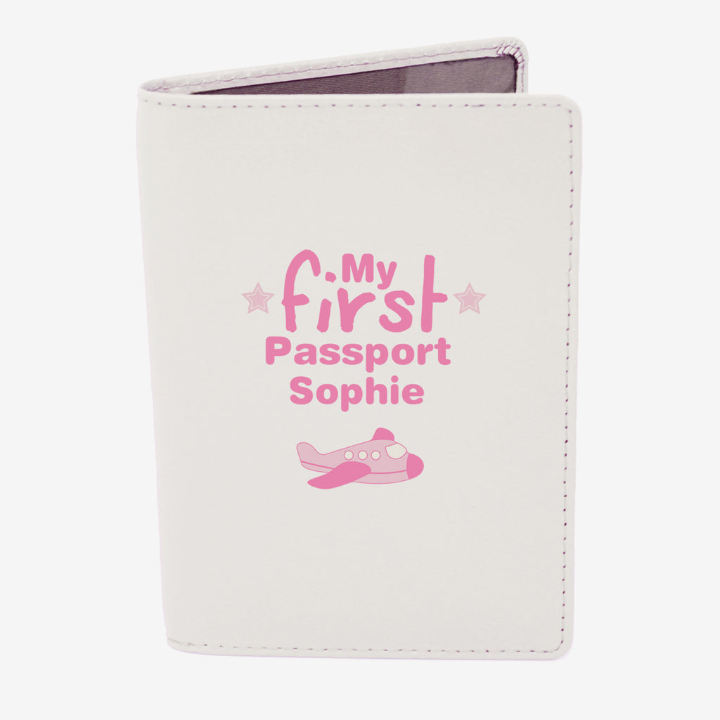 Personalised My First Cream Leather Passport Holder