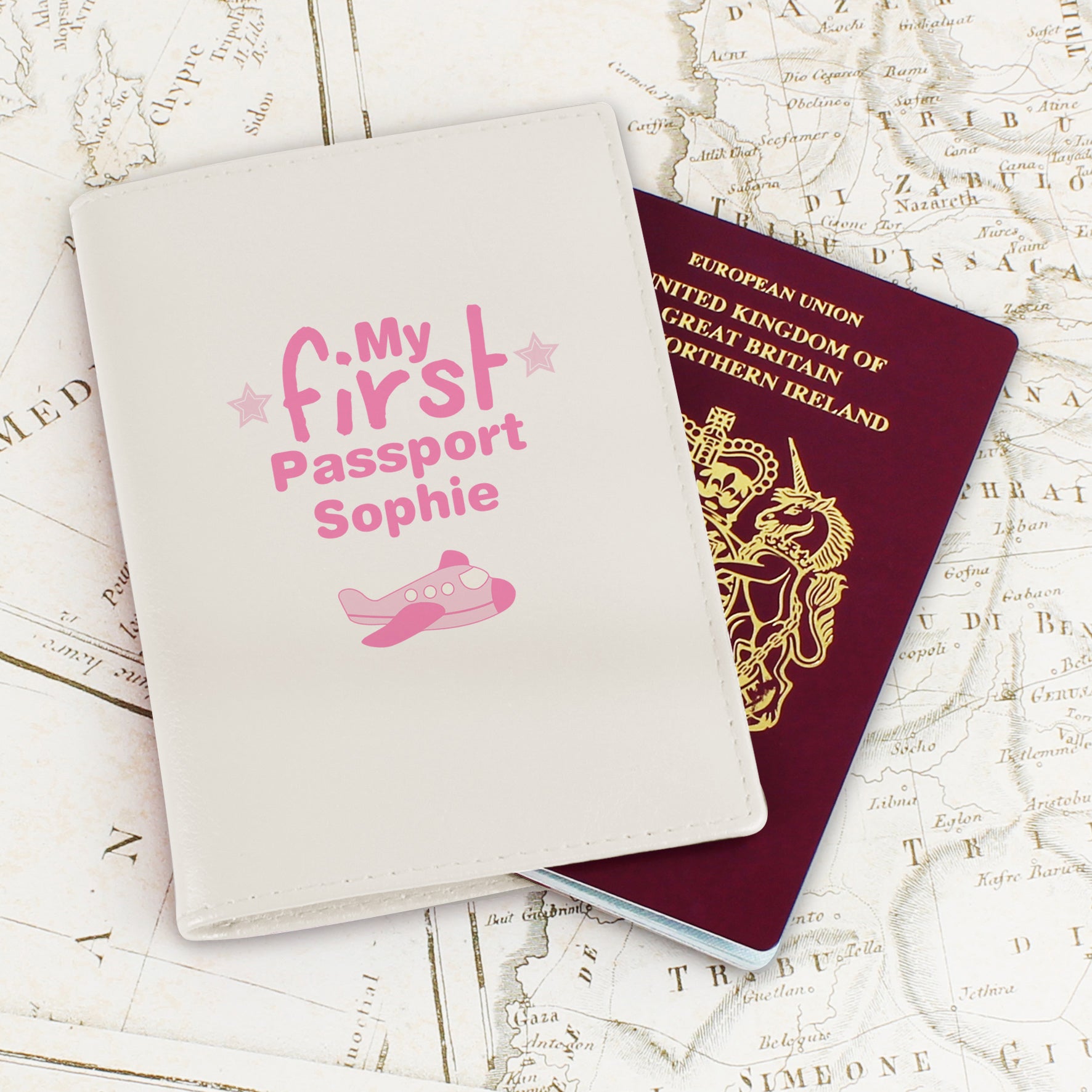 Personalised My First Cream Leather Passport Holder