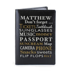 Personalised Dont Forget... Black Leather Passport Holder