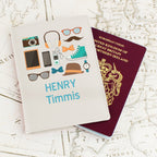 Personalised Male Essentials Cream Leather Passport Holder