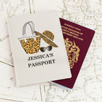 Personalised Leopard Print Cream Leather Passport Holder
