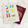 Personalised Bright Travel Cream Leather Passport Holder