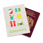 Personalised Bright Travel Cream Leather Passport Holder