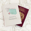 Personalised Vintage Pastel Travel Cream Leather Passport Holder