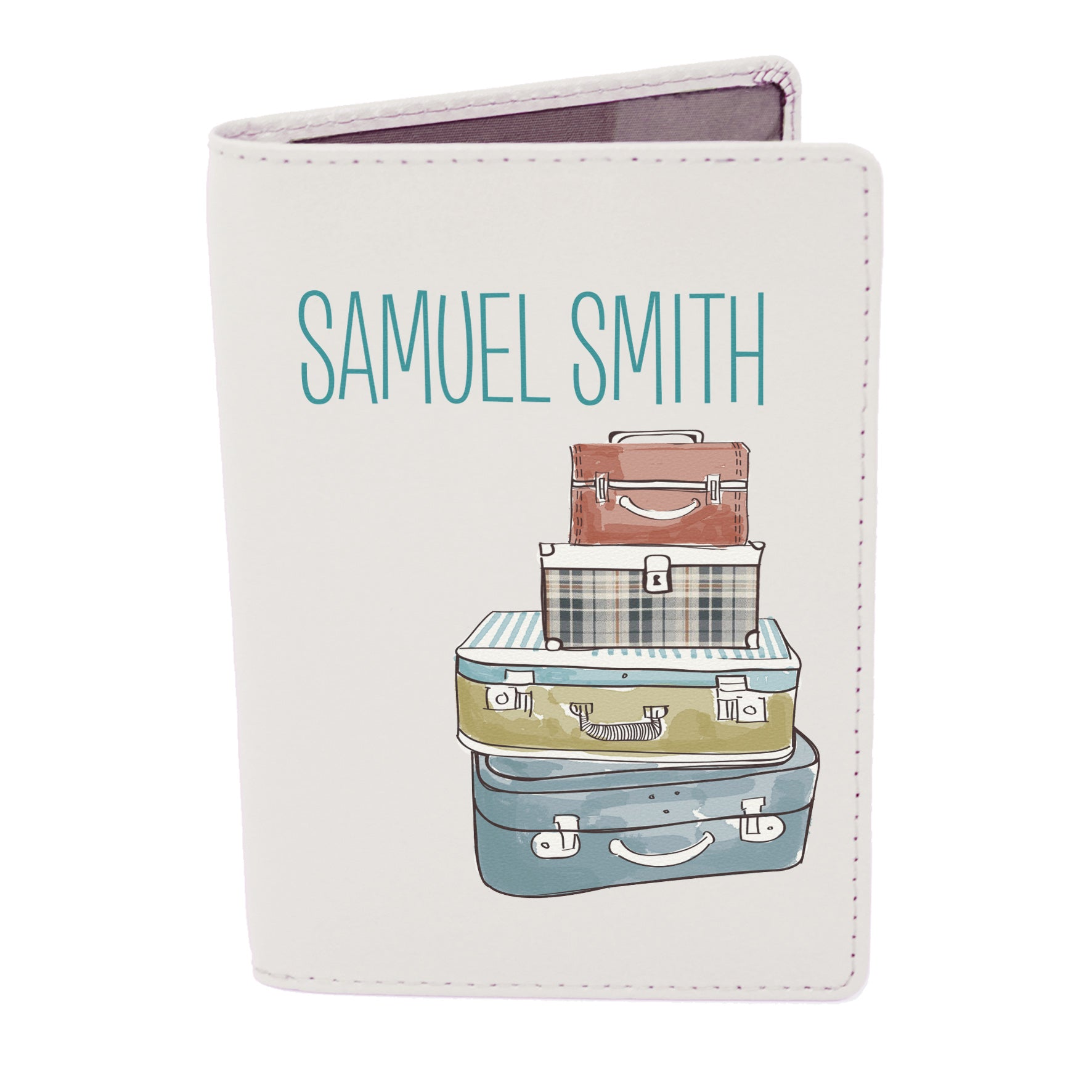Personalised Suitcases Cream Leather Passport Holder