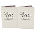 Personalised Classic Mr & Mrs Cream Leather Passport Holders