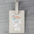 Personalised Hessian Elephant Cream Leather Luggage Tag