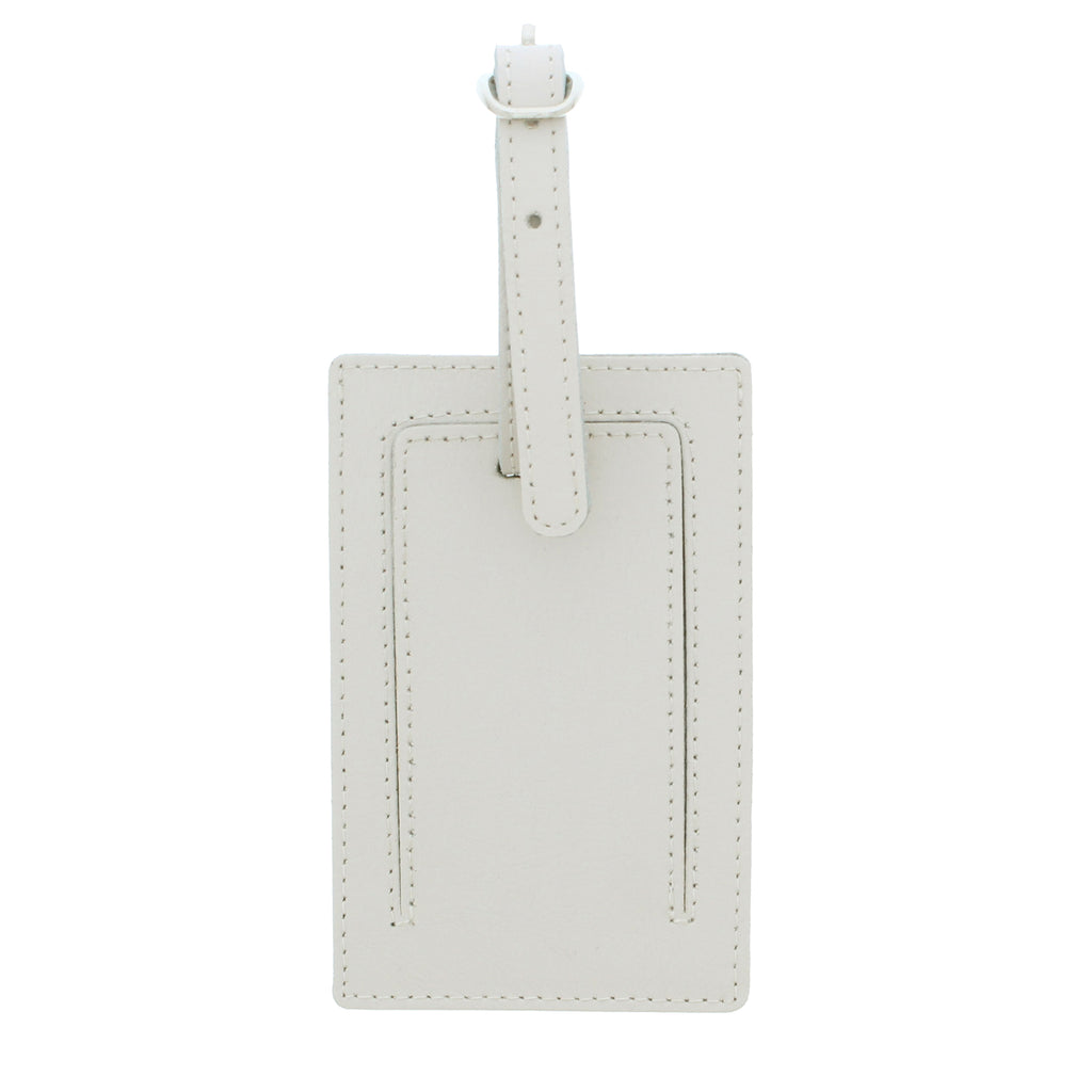 Personalised Hessian Elephant Cream Leather Luggage Tag