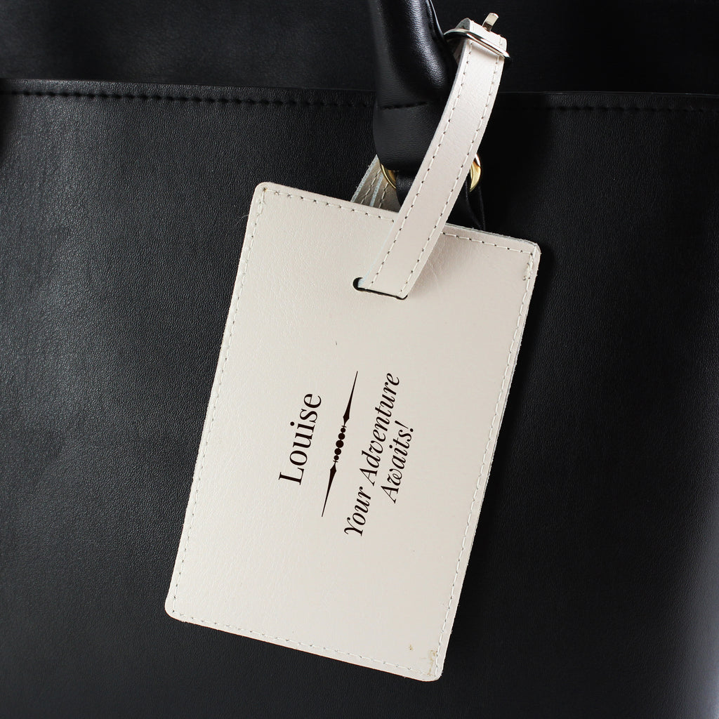 Personalised Classic Cream Leather Luggage Tag