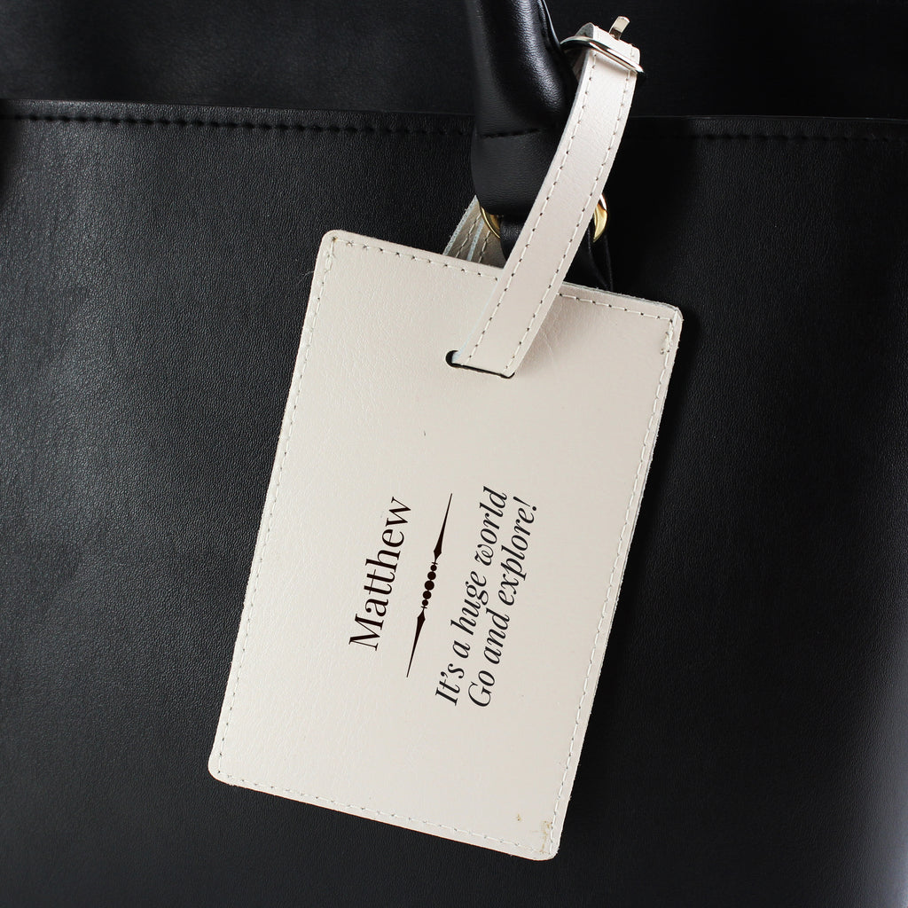 Personalised Classic Cream Leather Luggage Tag