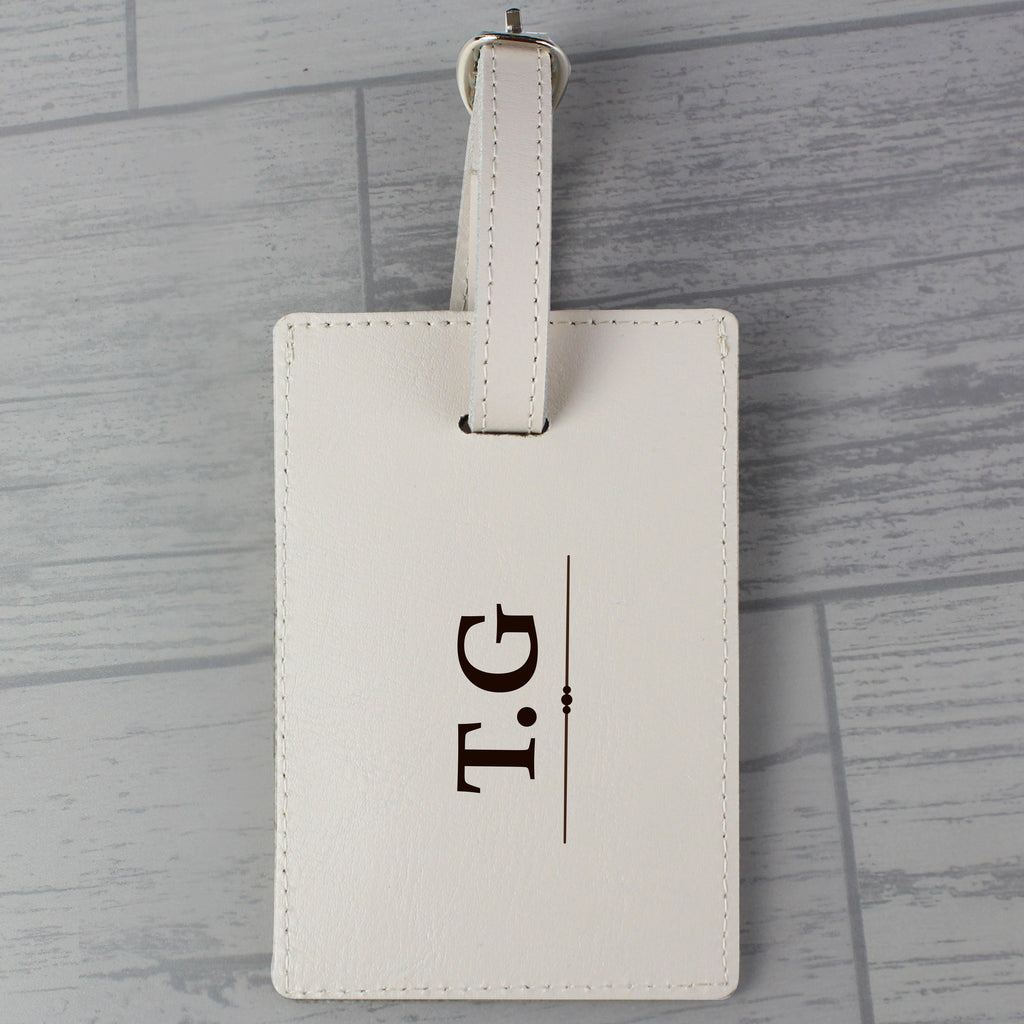 Personalised Classic Initials Cream Leather Luggage Tag