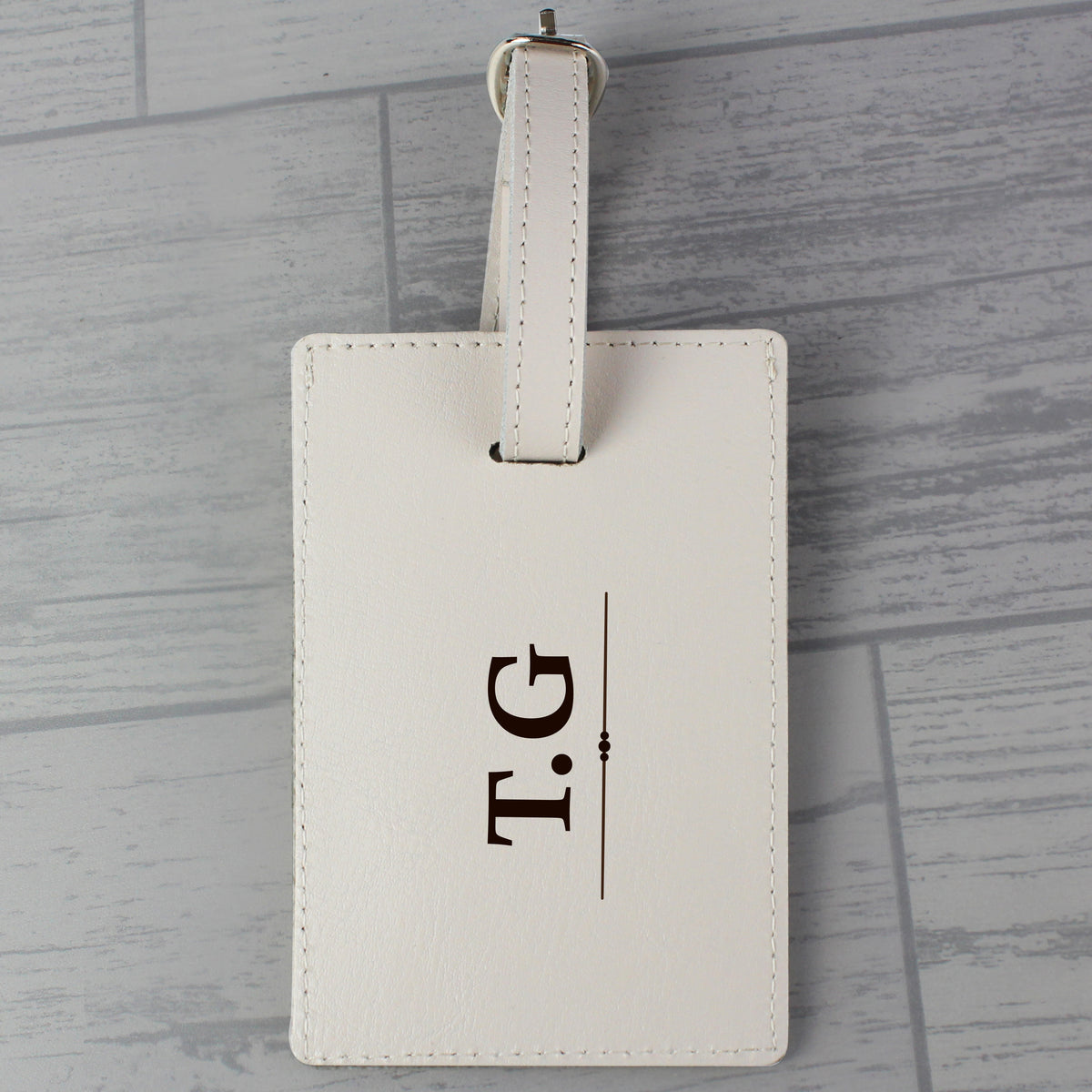 Personalised Classic Initials Cream Leather Luggage Tag
