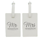 Personalised Couples Classic Cream Leather Luggage Tags
