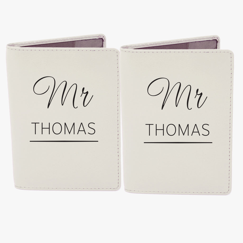 Personalised Couples Cream Leather Passport Holders