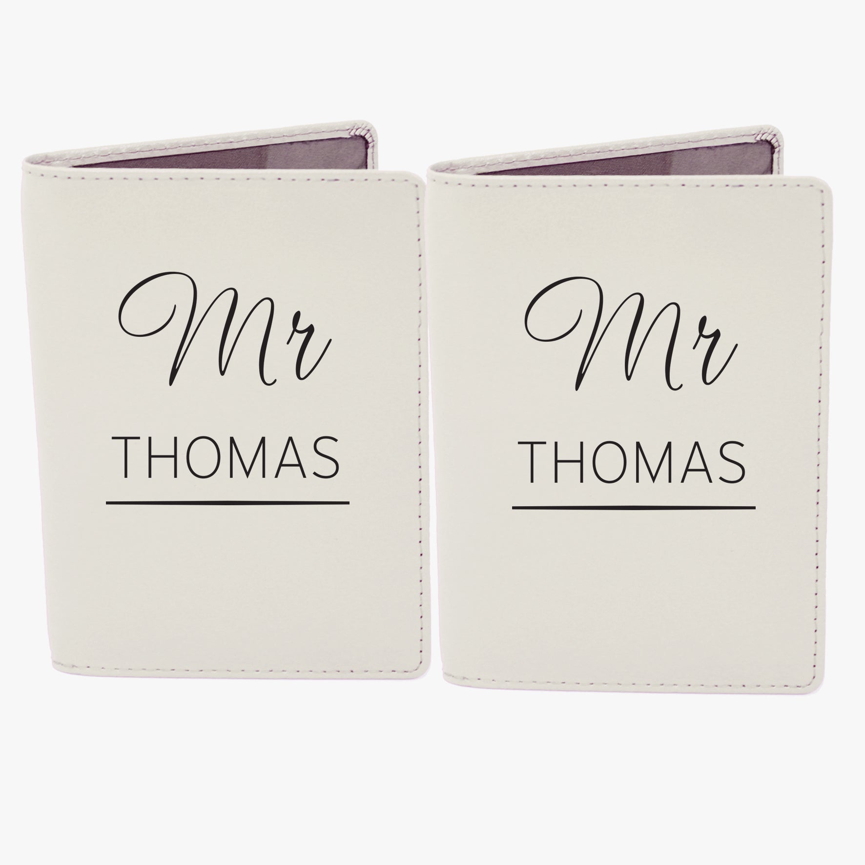 Personalised Couples Cream Leather Passport Holders