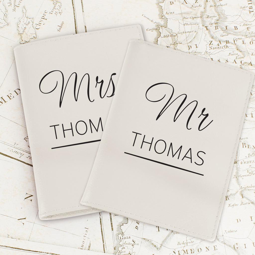 Personalised Couples Cream Leather Passport Holders
